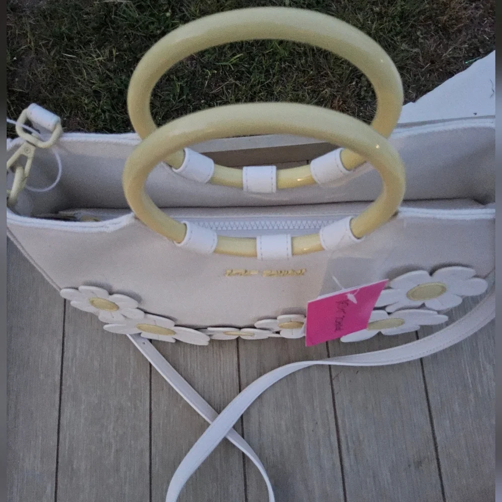 Betsey Johnson Cream and Yellow Satchel with Floral Design - Picture 4 of 7